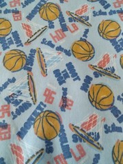 Basketball Sports Themed Cotton Flannel Fabric Jaftex 2.5 Yards Boy Baby Blue
