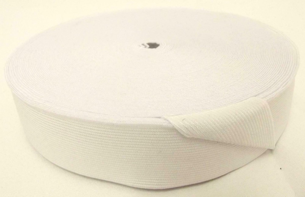 30mm 1 1/4″ Woven Loom Elastic Reel 25 Metres – White