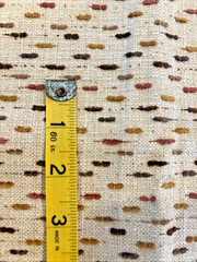Cotton Slub Upholstery Remnant Beige With Brown Gold Rust Dashes 57”w 33”L