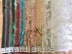 Miranda NAVY BLUE Vines and Leaves Sequins on NAVY Mesh Lace Fabric by the Yard