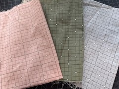 Set Of 3 Half Yard Pieces Figo Fabrics Serenity Grid Green Gray Pink
