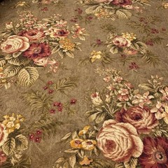 Vintage Richloom Floral Cotton Jacquard OLIVE Green Drapery Pillow Fabric BTY