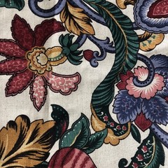 Vtg Waverly Pinehurst Linen Jacobean Floral Decorator Upholstery Fabric 4 yd 12″