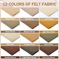 12 Rolls 8″x35″(20.5x90cm) 1.4mm Thick Soft Felt Fabric Melard Brown Series