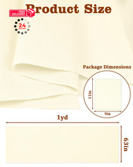 FIVEIZERO 100% Cotton Muslin Fabric by The 1 yard pre cut, Natural Unbleached