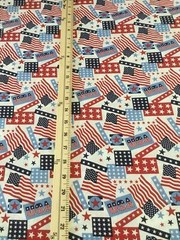 4th of July Patriotic Cotton Fabric, United We Stand, USA, Red, White & Blue