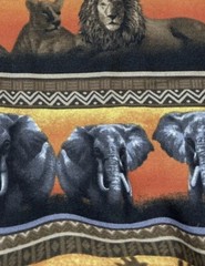 AFRICAN SERENGETI Fabri Quilt 40×44” Piece Elephant Giraffe Lion Sunrise