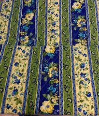 VTG French Country Stripe Yellow Blue Pre-Quilted Single Sided 44″X 27½”