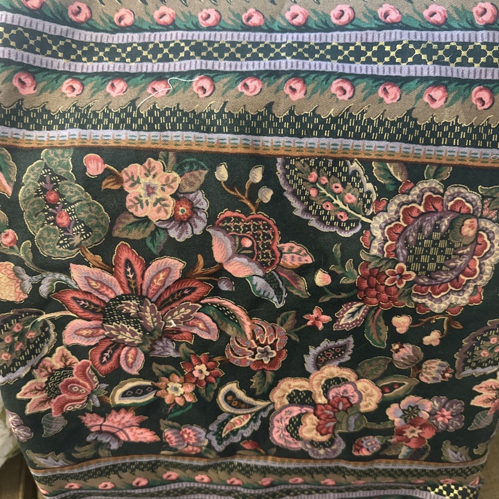 100”- Stanley King Studios Screen Print Fabric Teflon Finish 54″ Floral VTG
