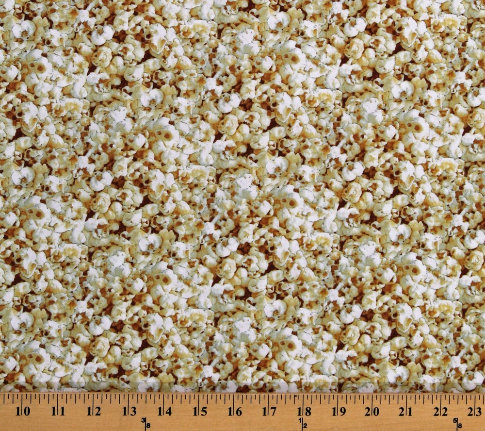 Cotton Popcorn Snacks Food Favorite Foods Fabric Print by the Yard D571.89