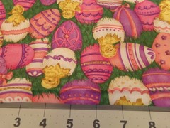 28″ X 31″ VINTAGE EASTER EGG & CHICKS REMNANT COTTON#2898