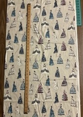 VICTORIAN WOMEN ANTIQUE GOWN FASHION GREY COTTON FABRIC FQ