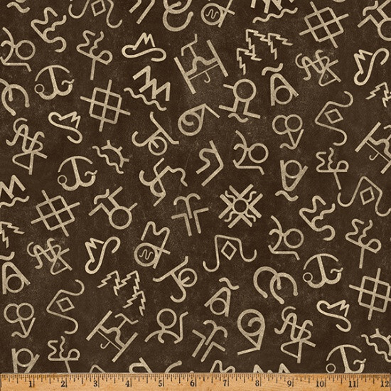 Home on the Range Western Cotton Quilt Fabric Hoffman V5318-700 Brands Brown