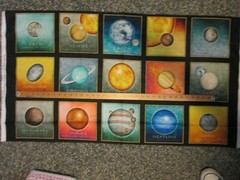 PLANETS RINGED EARTH URANUS PLANET DIGITAL LARGE 15 BLOCK COTTON FABRIC PANEL