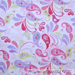 BonEful Fabric FQ Cotton Flannel Quilt White Pink Aqua Blue LOVE Bird House Cage