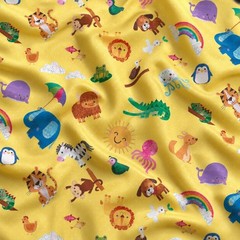 Noah & Friends Blank Quilting Baby Safari Animals Cotton Fabric by the Yard