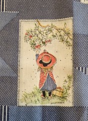 VTG American Greetings HOLLY HOBBY Denim Blue Patchwork Fabric 45″ x 57″ OOP HTF