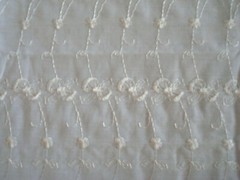 2 1/3 Yards X 60″ White Cotton Blend Embroidered With Bows and Flowers
