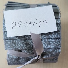 Gray Floral Paisley Cotton Fabric Lot 2.5 Yards & 20 Count Jelly Roll Strips