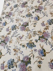 Fabric Taupe Multicolor Purple Floral 1 Yard X 60 Inches One Piece