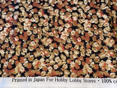 3/4+ Yd Small Cream Tan Daisies on Black Cotton Quilt Fabric Japan Hobby Lobby