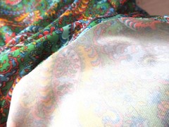 Vintage Green Paisley One Way Stretch Fabric 150cm wide x 1.3 meters