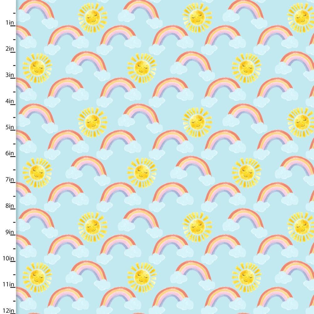 Pixie Dust Rise and Shine Blue Flannel Fabric