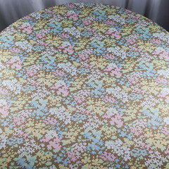 Vintage 70s Polyester Fabric Floral Brown Pastels 82 x 57