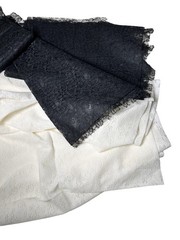VTG Floral Lace Fabric Black Ivory 1 lb. 6 oz. Matte Finish Delicate Sheer