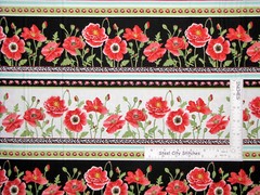 Poppy Flowers Stripe Cotton Fabric Henry Glass Poppy Perfection HALF-YARD (18″)