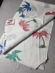 Vintage Tropical Palm Tree Island Fabric 2 Yards Unbranded