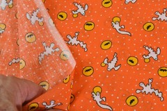By 1/2 Yd, Vintage, Halloween-Theme Ghosts & Bats on Orange Quilt Cotton, V640