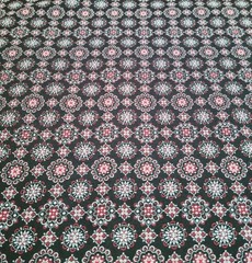 Robert Kaufman Fabric Sevenberry Bandana red & white designs on black 60″x43″