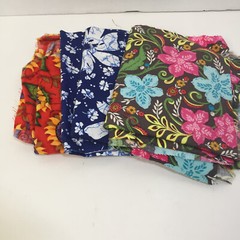 1 Pounds 15 Ounces Print Solid Fabric Scraps Cotton Pink Green Blue Orange