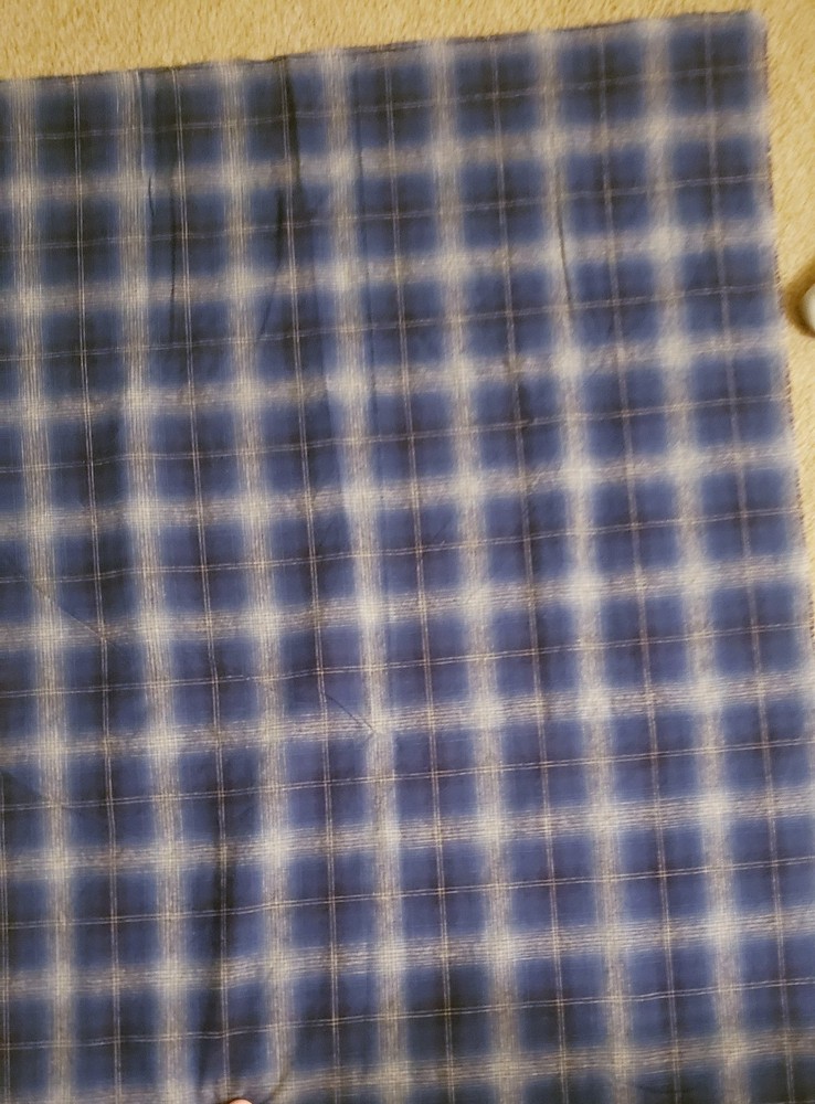 Vintage Pendleton Blue/Gray Plaid Wool Light Fabric 71″×59″