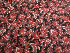Challis Rayon Apparel Fabric Red Grey White on Black 1yd 14″ x 54