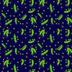 Food Fabric | Snacks Edamame Mommy Green Blue | Freckle + Lollie YARD