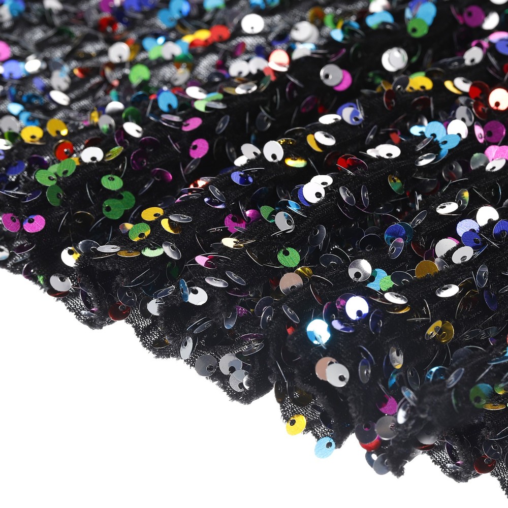 Sequin Fabric Multi-Color, 1 Yard Length 3.9 Feet Wide Velvet Fabric for Craft