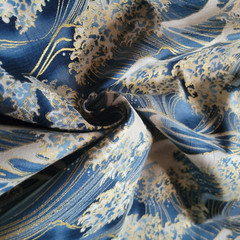Black & Metallic Gold Great Wave Japanese Cotton Dobby Shirting – 5 COLORS!