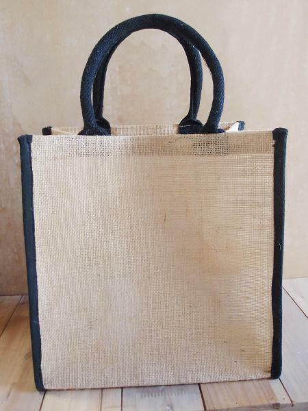 Burlap Tote Bag with Black Cotton Trim 12″ x 12″ x 7.75″