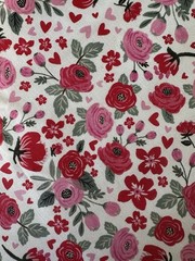 XL SCRAP 10X22 Valentine Fabric: Red and Pink Roses & Peonies $1.32 Shipping
