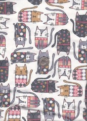 Remnant of Flannel Fabric Fat Eighth 9X21 Crafts, Quilting, Multicolor Cats