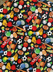 ON THE MOVE by Hoffman International Fabrics – 2 1/3 yds X 42″ – sportsball!