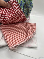 Mixed Fabric Scrap Bag Cotton Prints Gingham Floral Christmas Snowflake Craft