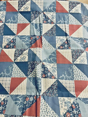 VTG `91 Patchwork 4″ Squares Cheater Shades Blue & Mauve Fabric Tradition BTFQ