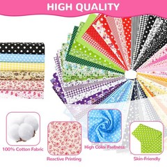 7pcs Cotton Sewing Fabrics, 50 x 50 cm DIY 50 x 50 cm, 7 Pieces Pink