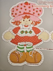 Vntg Fabric Panel Cut N Sew 20″ Strawberry Shortcake Doll American Greetings ’80