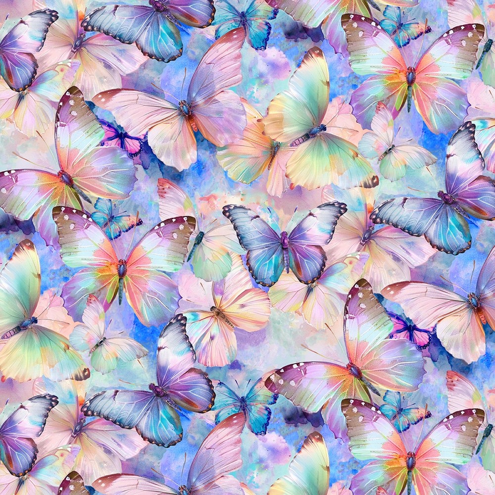 Flutter, Packed Butterflies, BTY, 44in Wide, Timeless Treasures Quilt Fabric