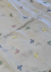 2.5 Yds Embroidered Butterfly Fabric Pastels Cotton 46in Wide VTG HTF