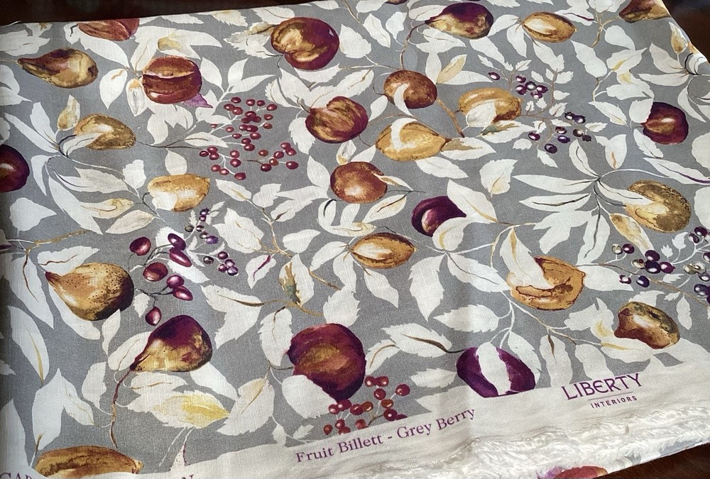 Rare 4 1/3 Yards Chesham Cabinet Collection “Fruit Billett-Grey Berry Fabric